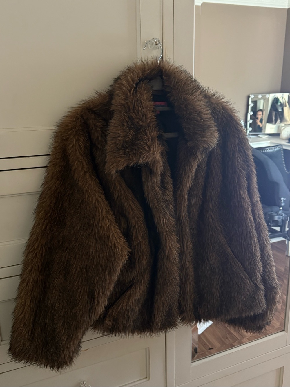 Edikted Brown Faux Fur Jacket - Women's Cozy Coat